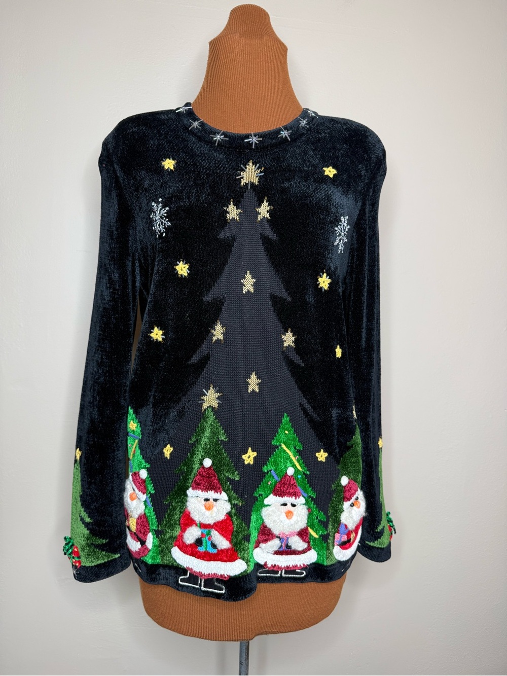 Berek Vintage Christmas Sweater 3D Texture Santa Size Small